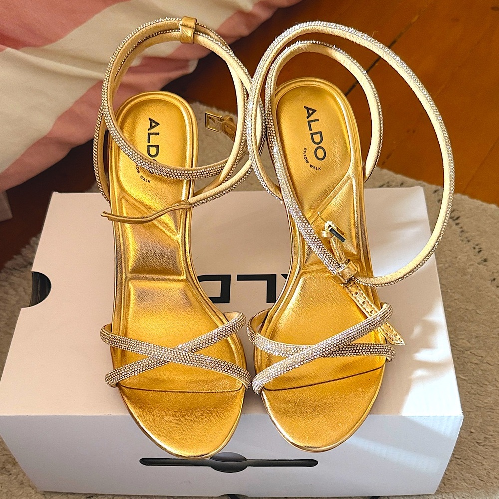 Aldo Metallic Gold and Silver Strappy Sandals